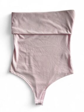 Ribbed One-Piece Bodysuit in Light Pink